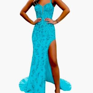 Beautiful sequin prom dress in teal